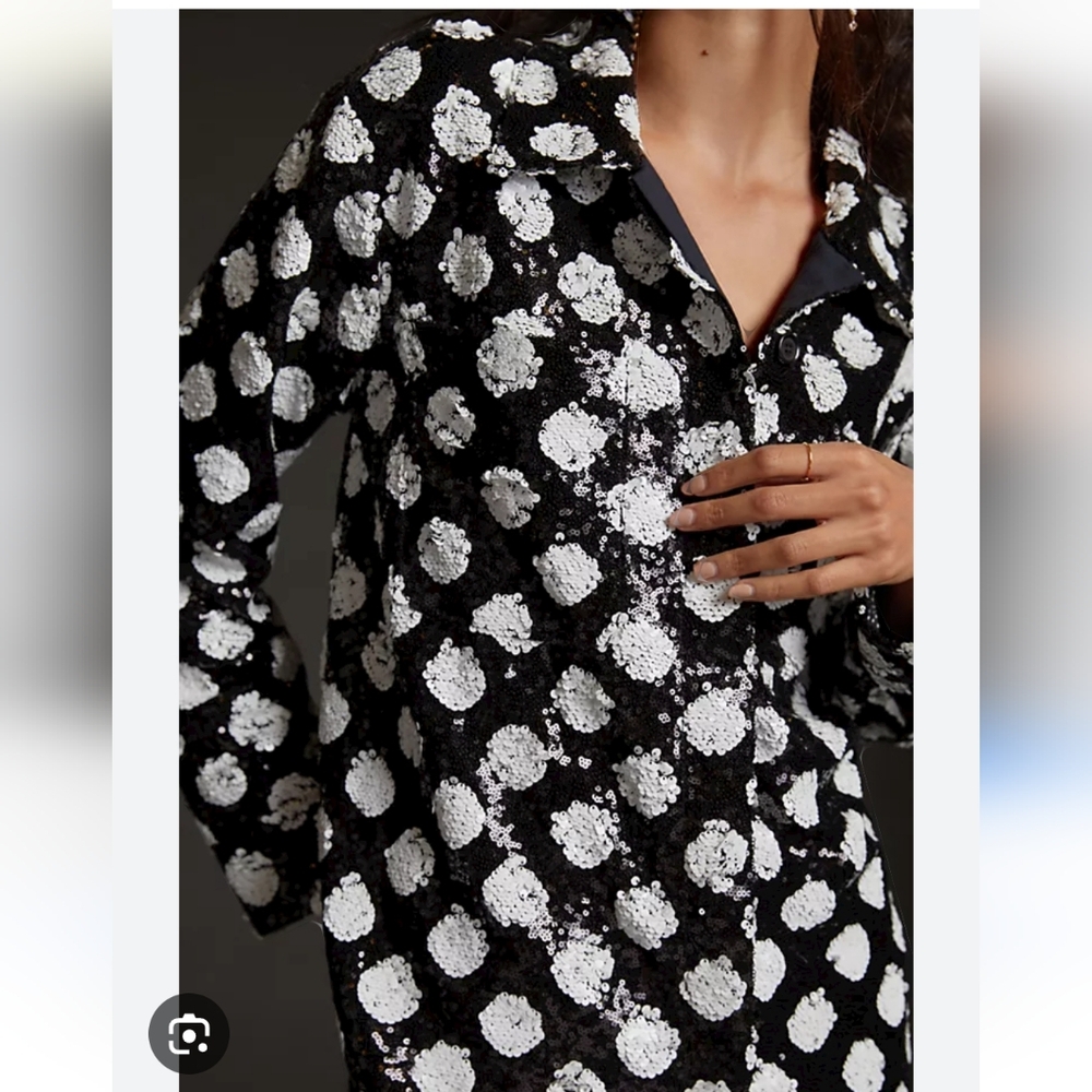 ANTHROPOLOGIE Maeve sequin shacket shirt jacket ♥️ 198.00 - Picture 4 of 9
